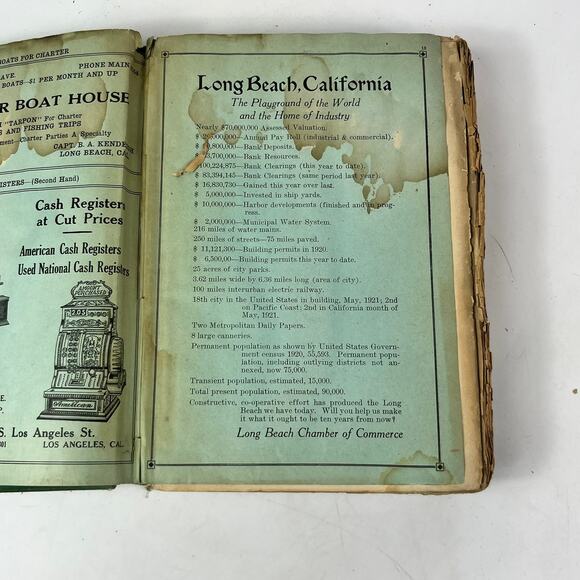 1921 Long Beach City Directory POOR Ancestry Genealogy Antique Vintage Reference - Picture 8 of 16